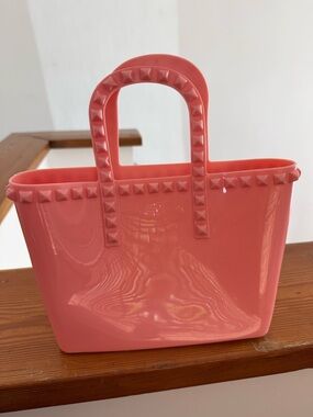 Pink Jelly Tote Bag Studded Beach Bag Summer Water Resistant Carryall